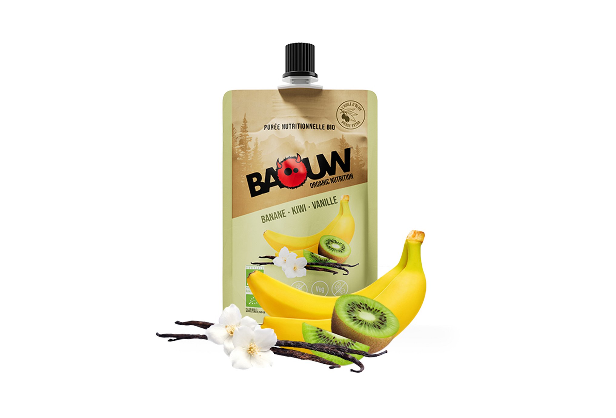 Baouw Purée nutritionnelle bio - Banane - Kiwi - Vanille Diététique $scat.CAT_NOM