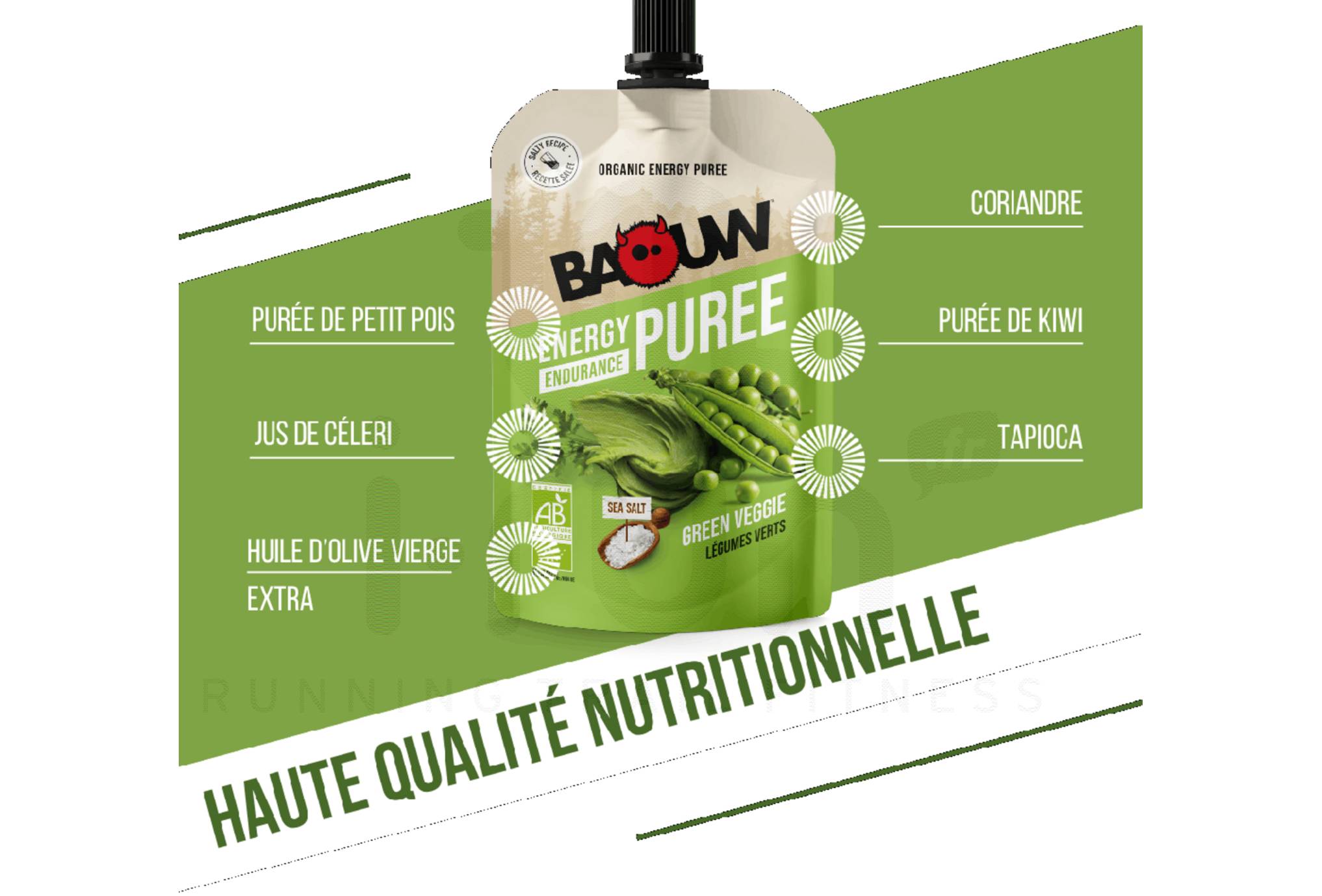 Baouw Pur�e nutritionnelle bio - Petit pois - C�leri - Coriandre