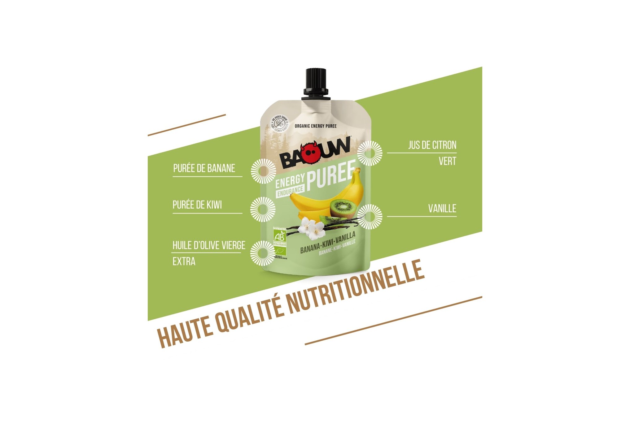 Baouw Pur�e nutritionnelle bio - Banane - Kiwi - Vanille