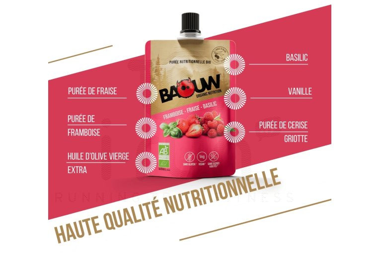 Baouw Pur?e nutritionnelle bio - Framboise - Fraise - Basilic