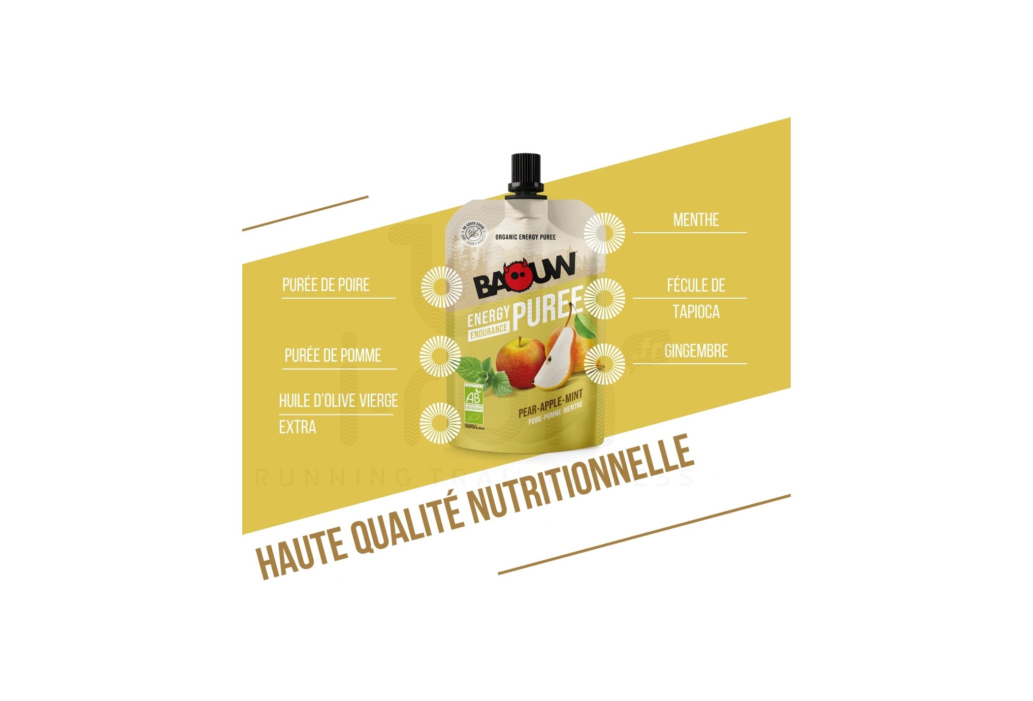 Baouw Pur?e nutritionnelle bio - Poire - Pomme - Menthe