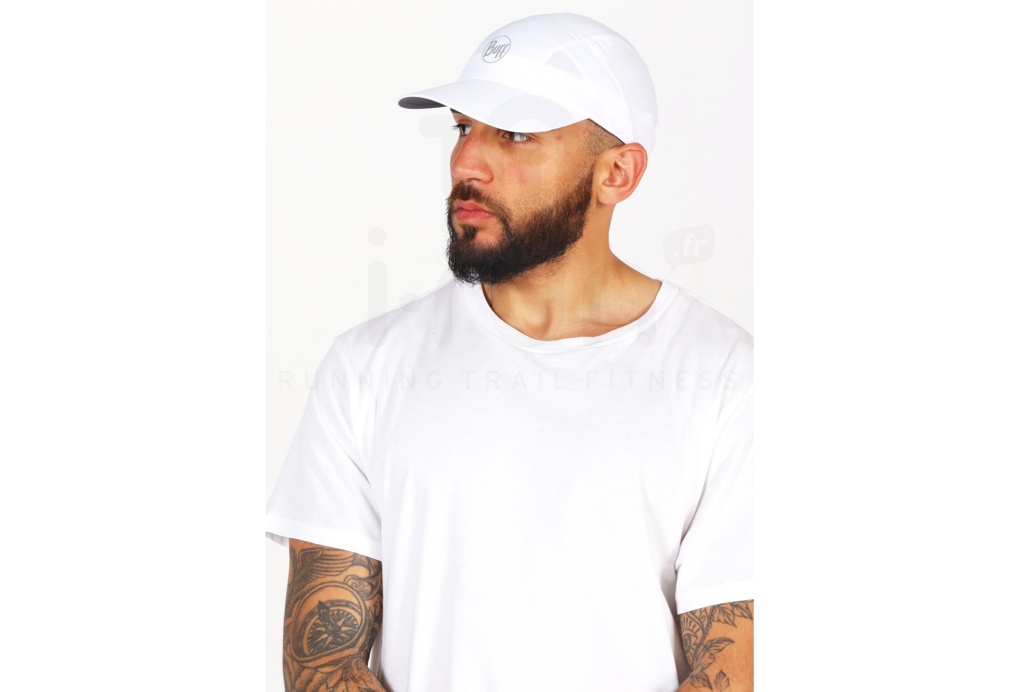 Buff Pro Run Cap R-Solid White
