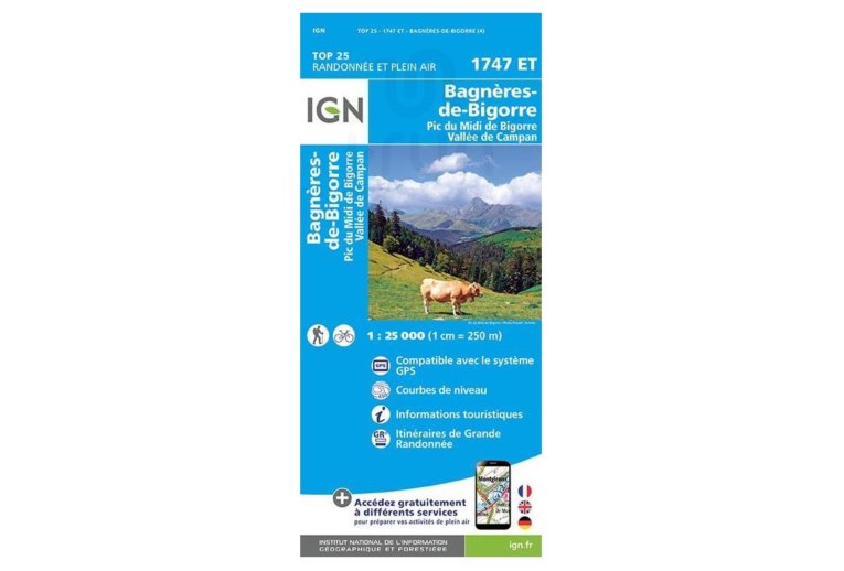 Carte IGN Bagn�res-de-Bigorre 1747ET 