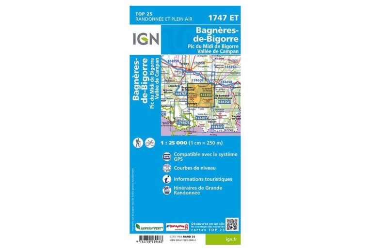 Carte IGN Bagn�res-de-Bigorre 1747ET 