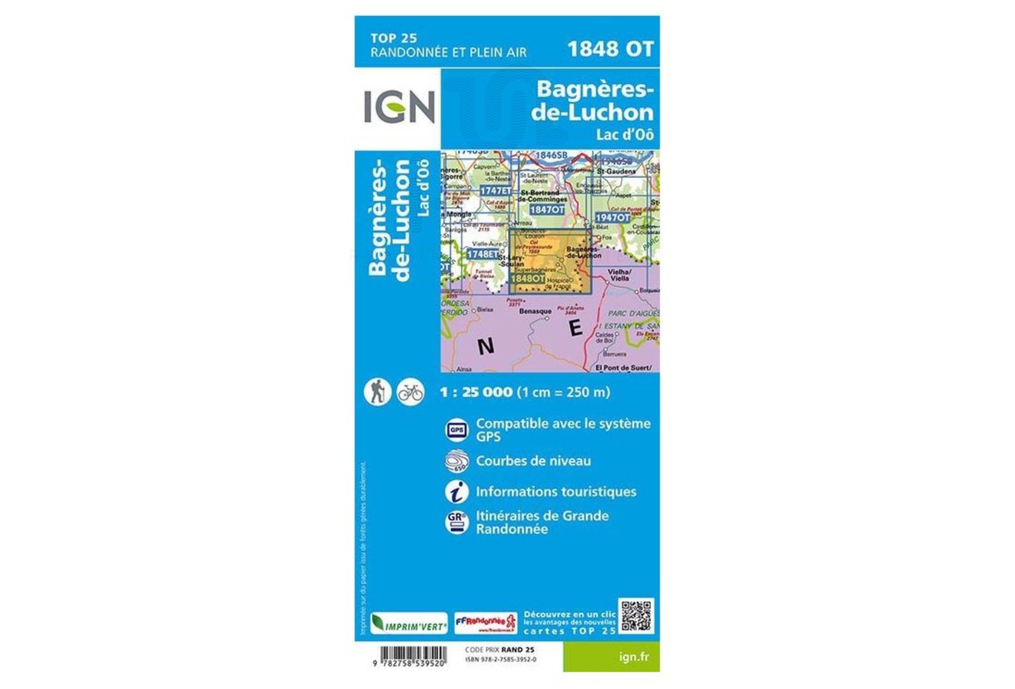 Carte IGN Bagn�res-de-Luchon 1848OT