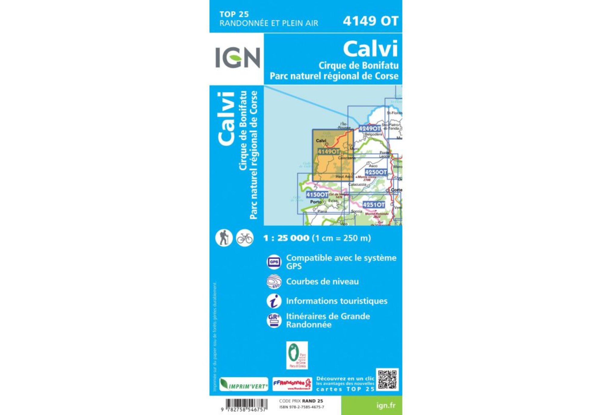 Carte IGN Calvi 4149OT
