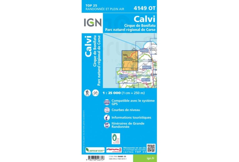 Carte IGN Calvi 4149OT