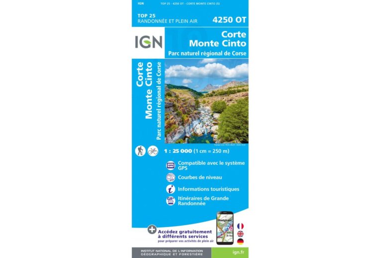 Carte IGN Corte Monte Cinto 4250OT