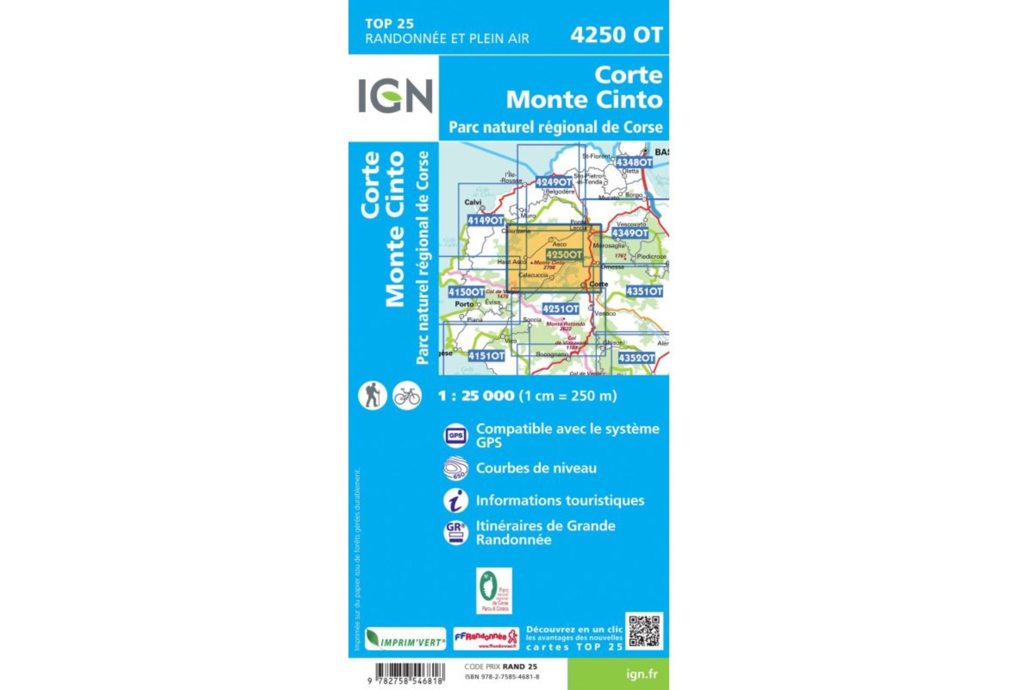 Carte IGN Corte Monte Cinto 4250OT