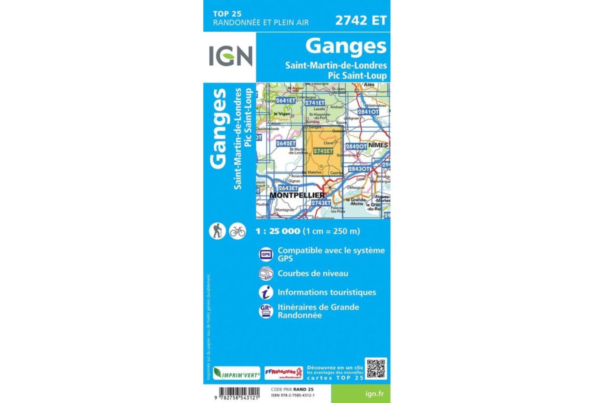 Carte IGN Ganges 2742ET