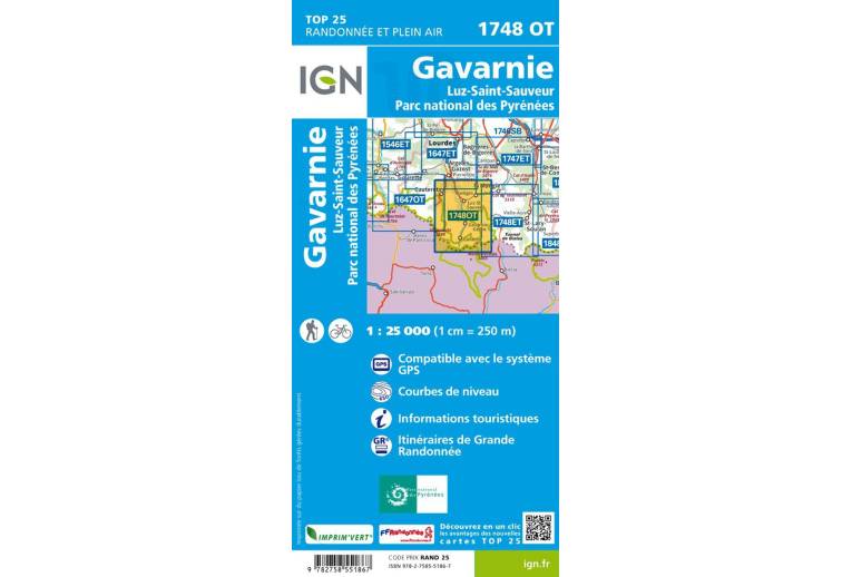 Carte IGN Gavarnie 1748OT 