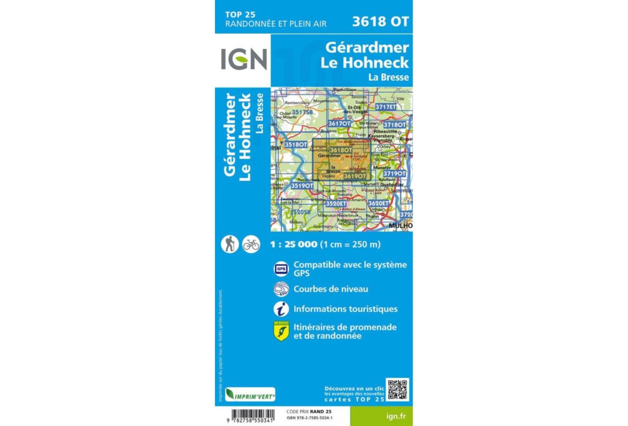 Carte IGN G?rardmer Le Hohneck 3618OT
