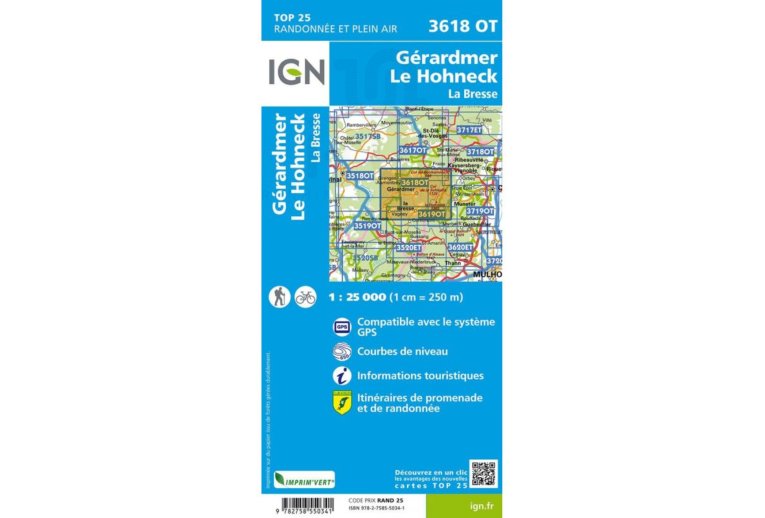 Carte IGN G?rardmer Le Hohneck 3618OT