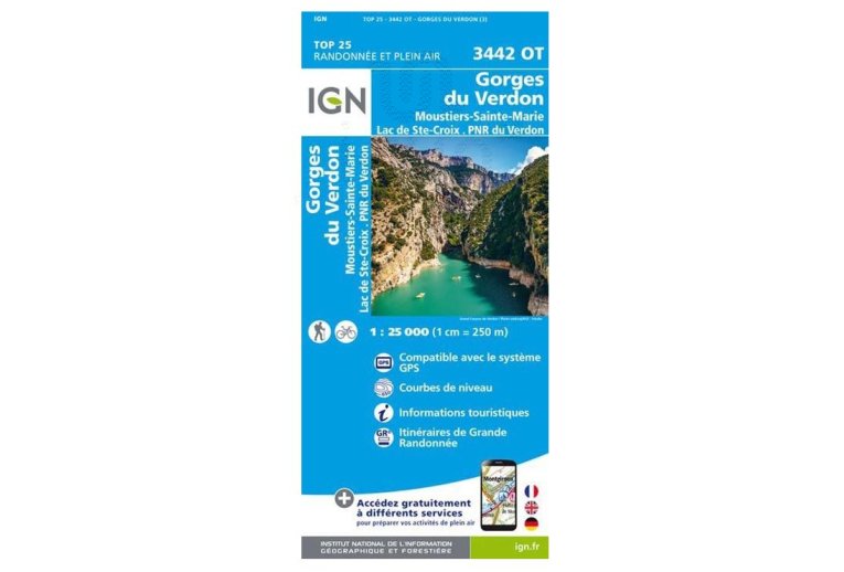 Carte IGN Gorges du Verdon 3442OT