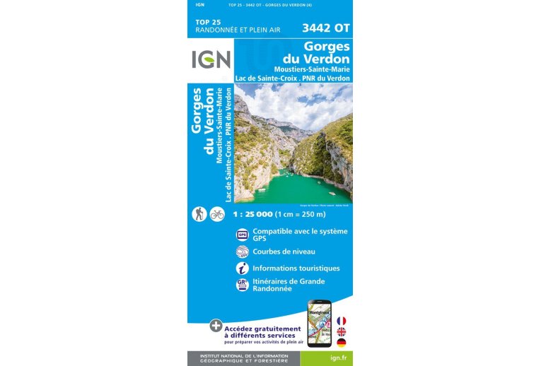 Carte IGN Gorges du Verdon 3442OT