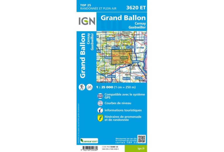 Carte IGN Grand Ballon 3620ET