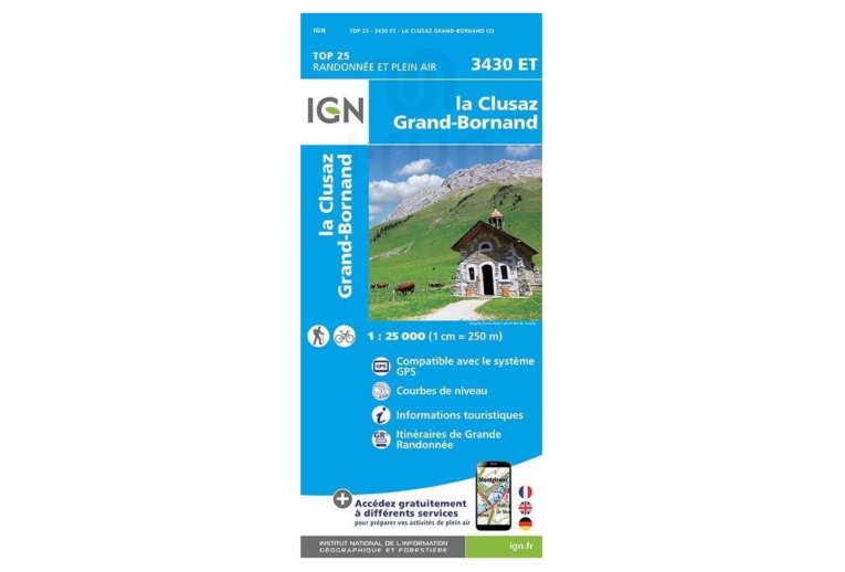 Carte IGN La Clusaz Le Grand-Bornand 3430ET