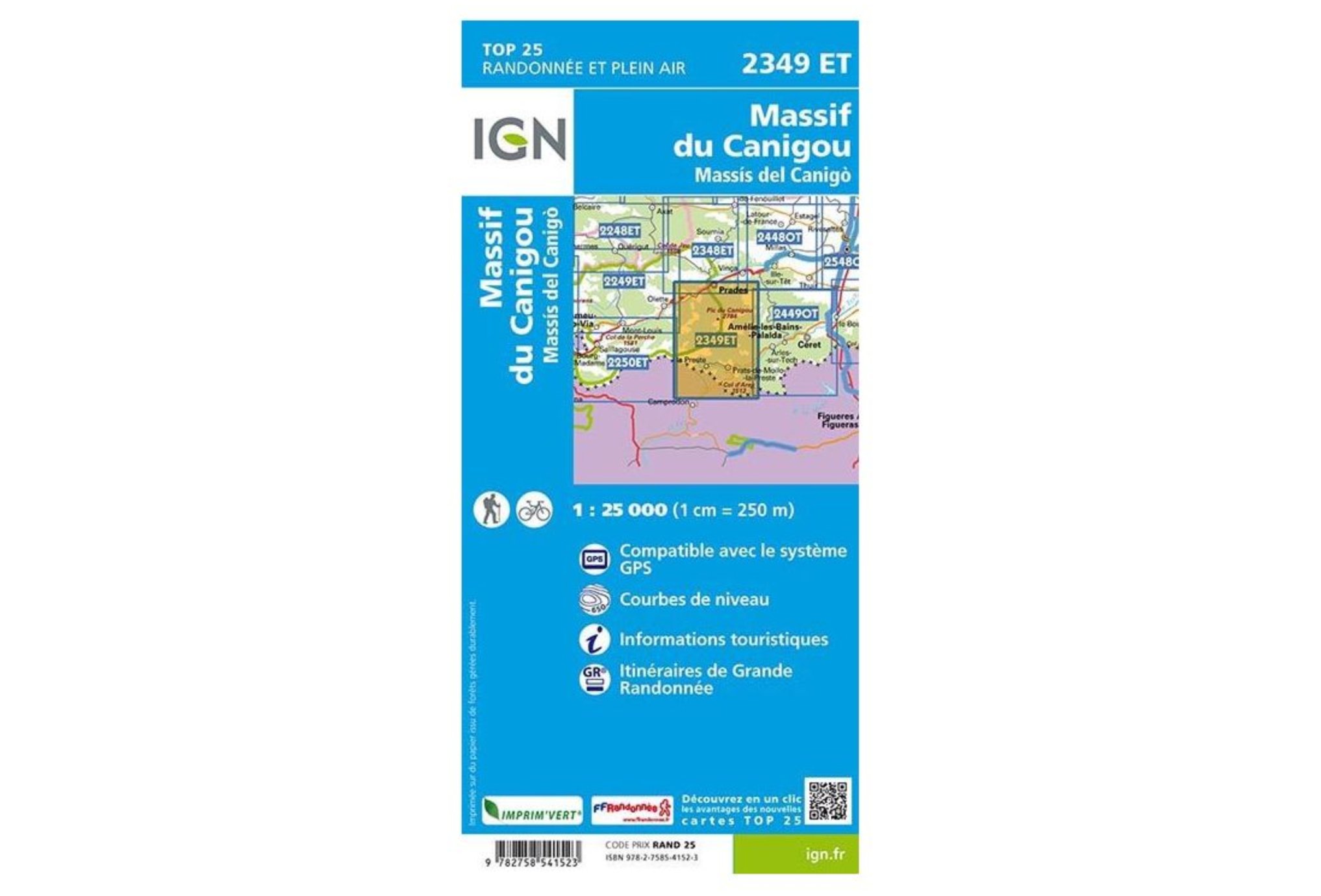 Carte IGN Massif du Canigou 2349ET