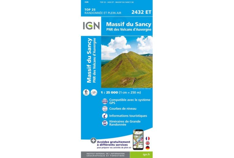 Carte IGN Massiccio del Sancy 2432ET