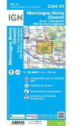 Carte IGN Montagne Noire Ouest 2344OT