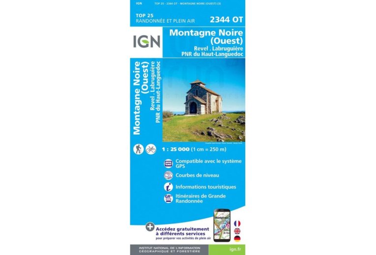 Carte IGN Montagne Noire Ouest 2344OT