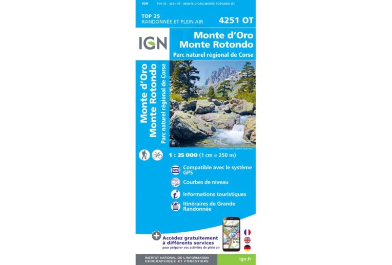 Carte IGN Monte d'Oro Monte Rotondo 4251OT