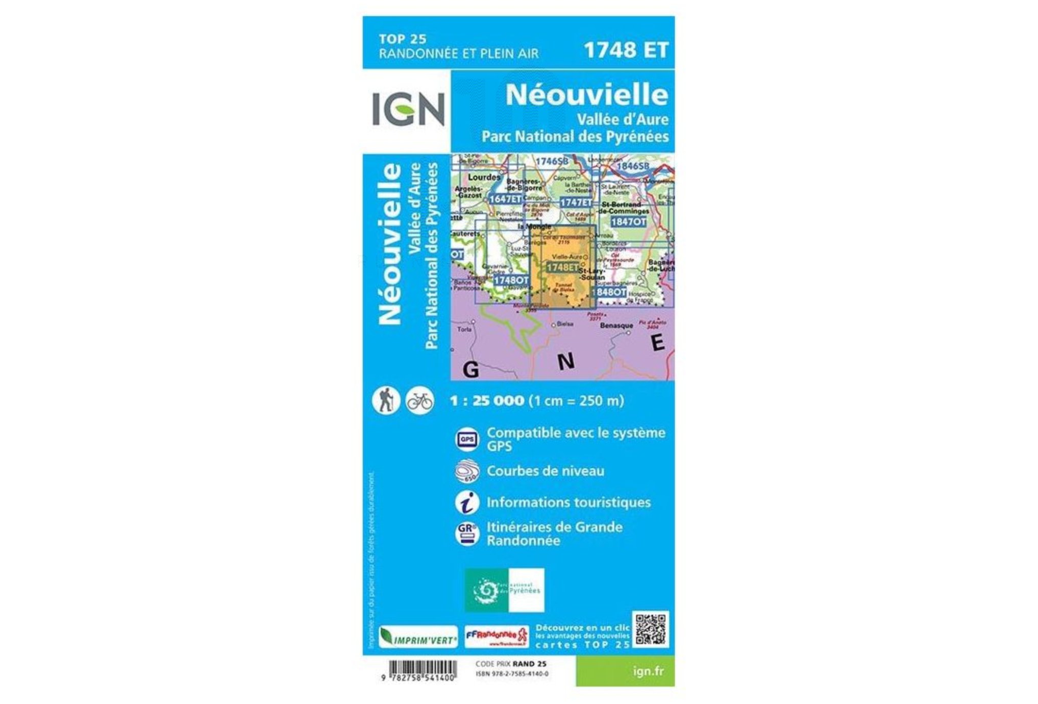 Carte IGN Néouvielle 1748ET