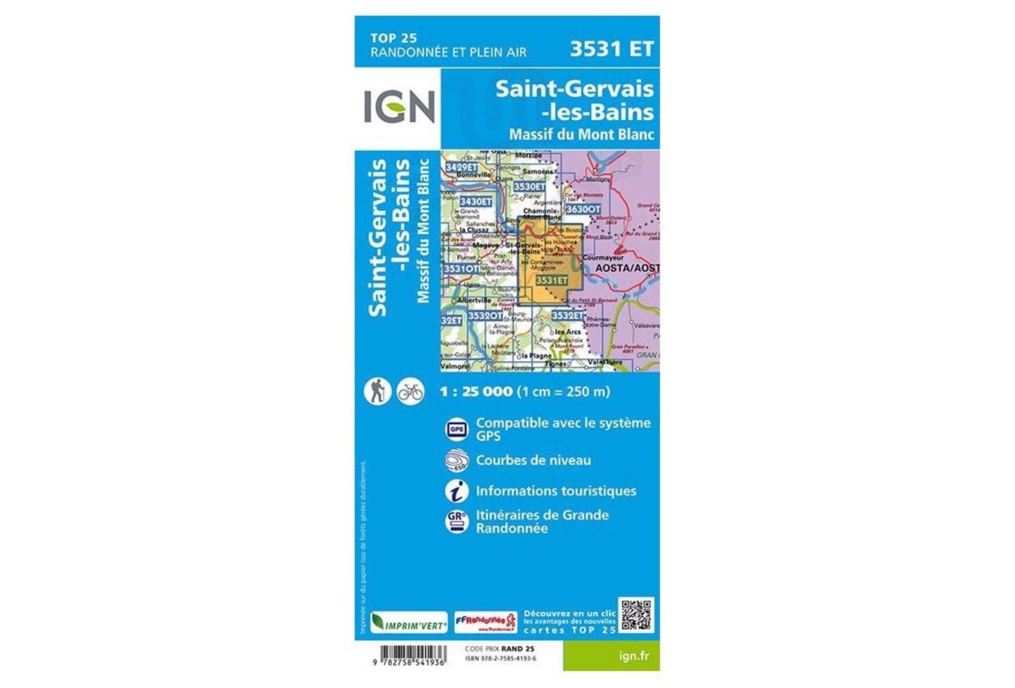 Carte IGN Saint-Gervais-les-Bains 3531ET