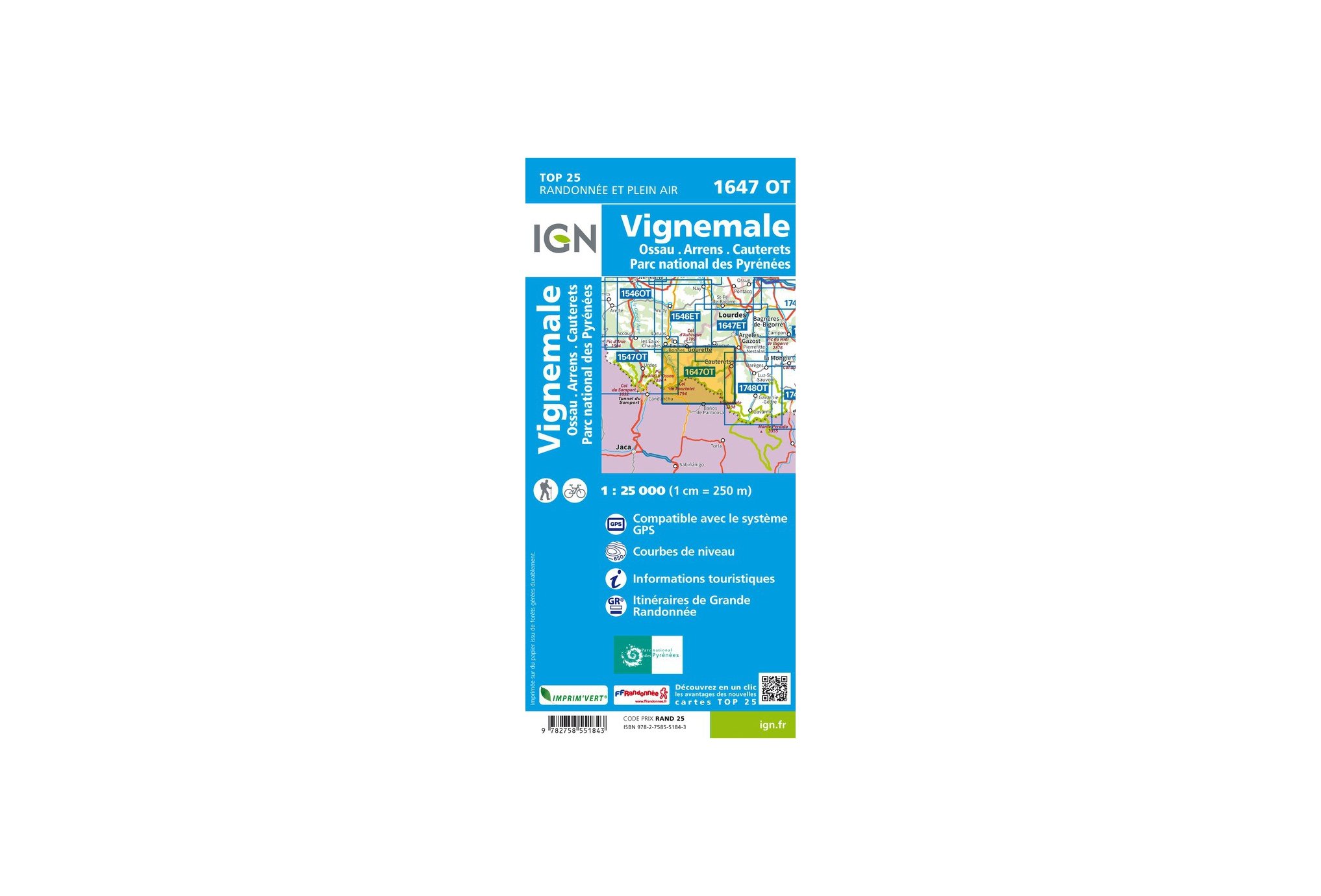 Carte IGN Vignemale 1647OT