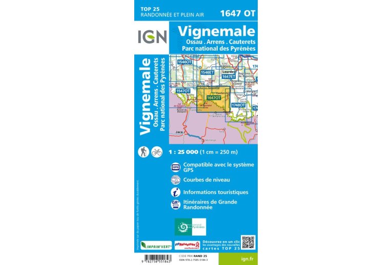 Carte IGN Vignemale 1647OT