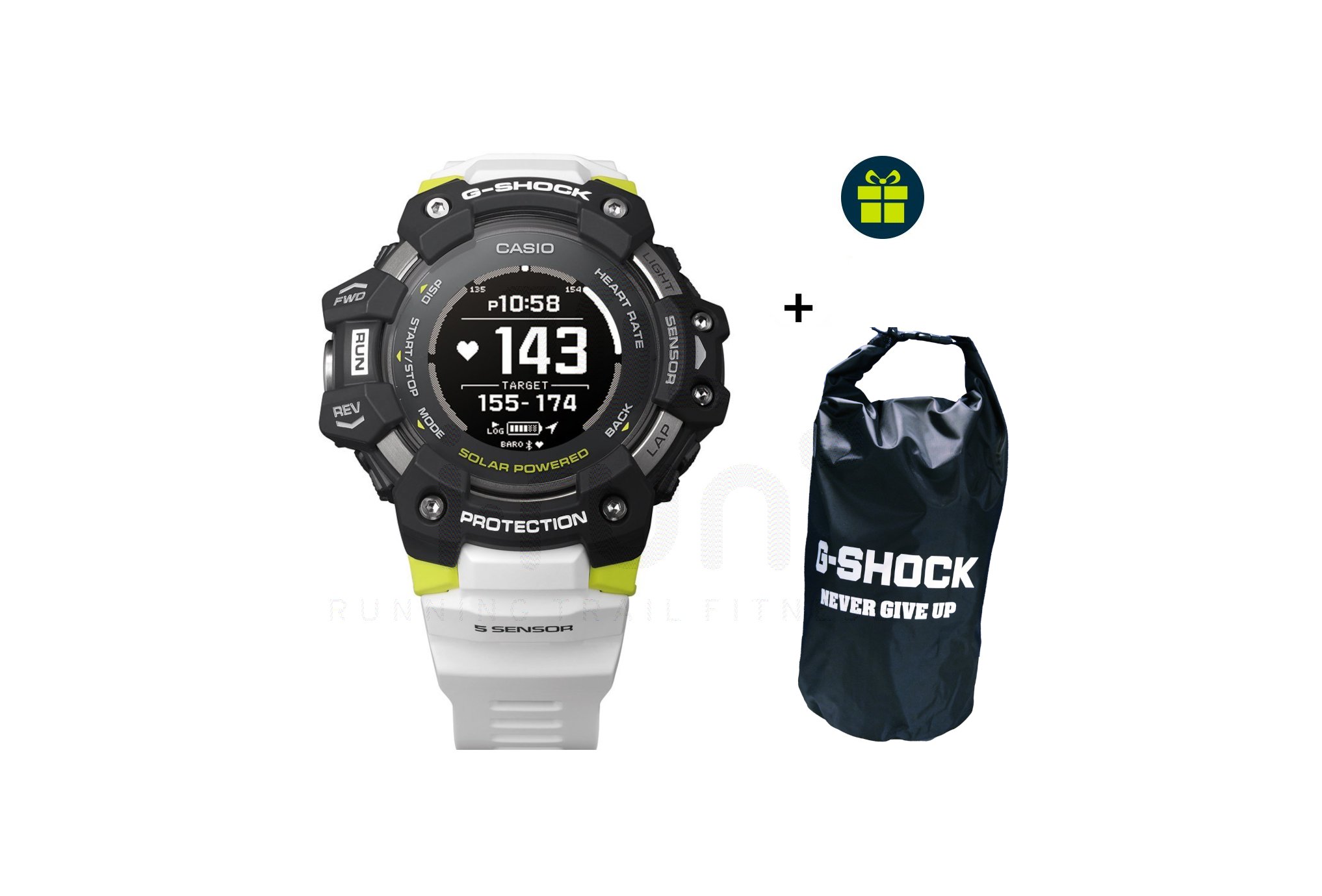 Casio G-SQUAD HR GBD-H1000-1A7ER et sac �tanche G-Shock offert