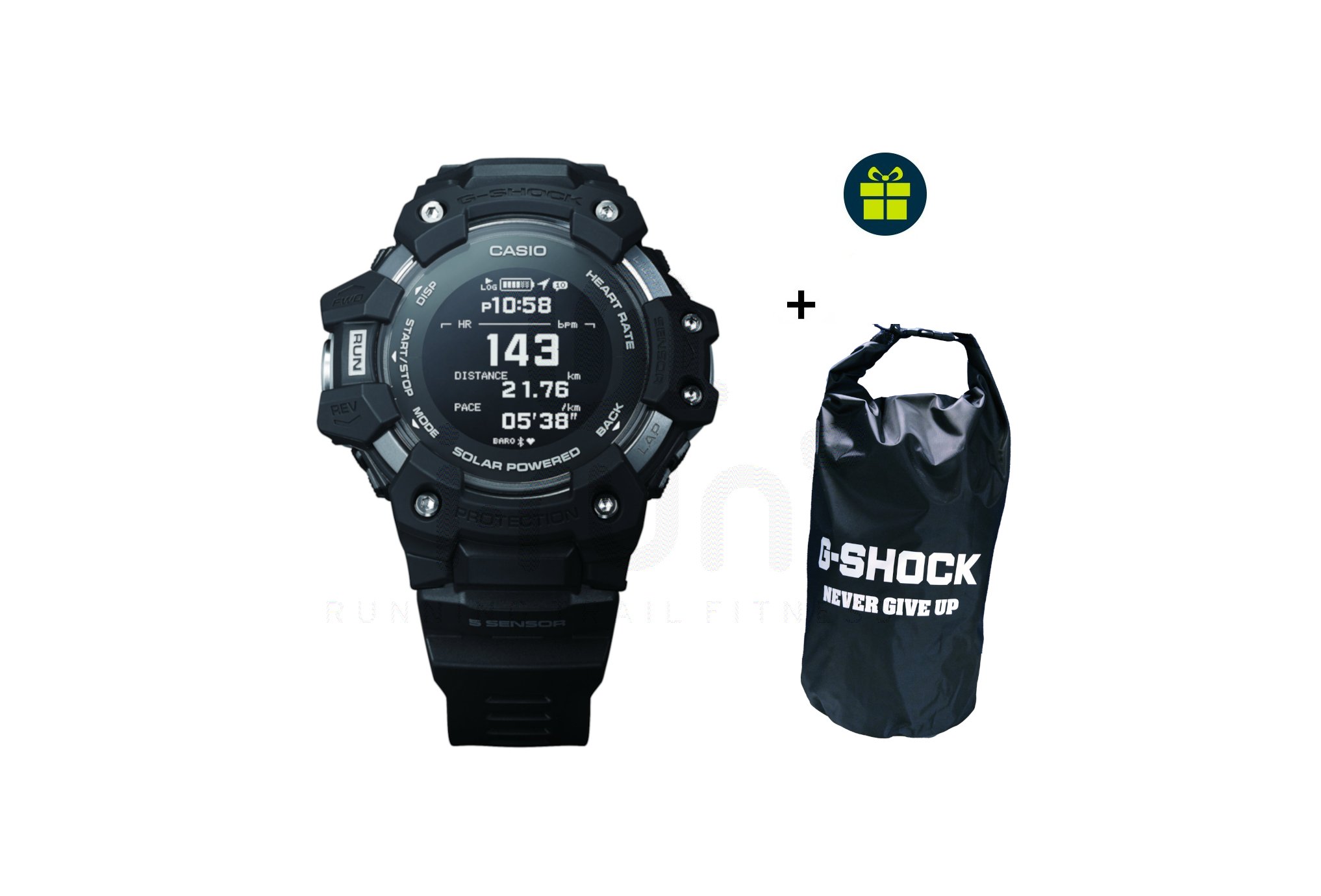 Casio G-SQUAD HR GBD-H1000-1ER et sac �tanche G-Shock offert 