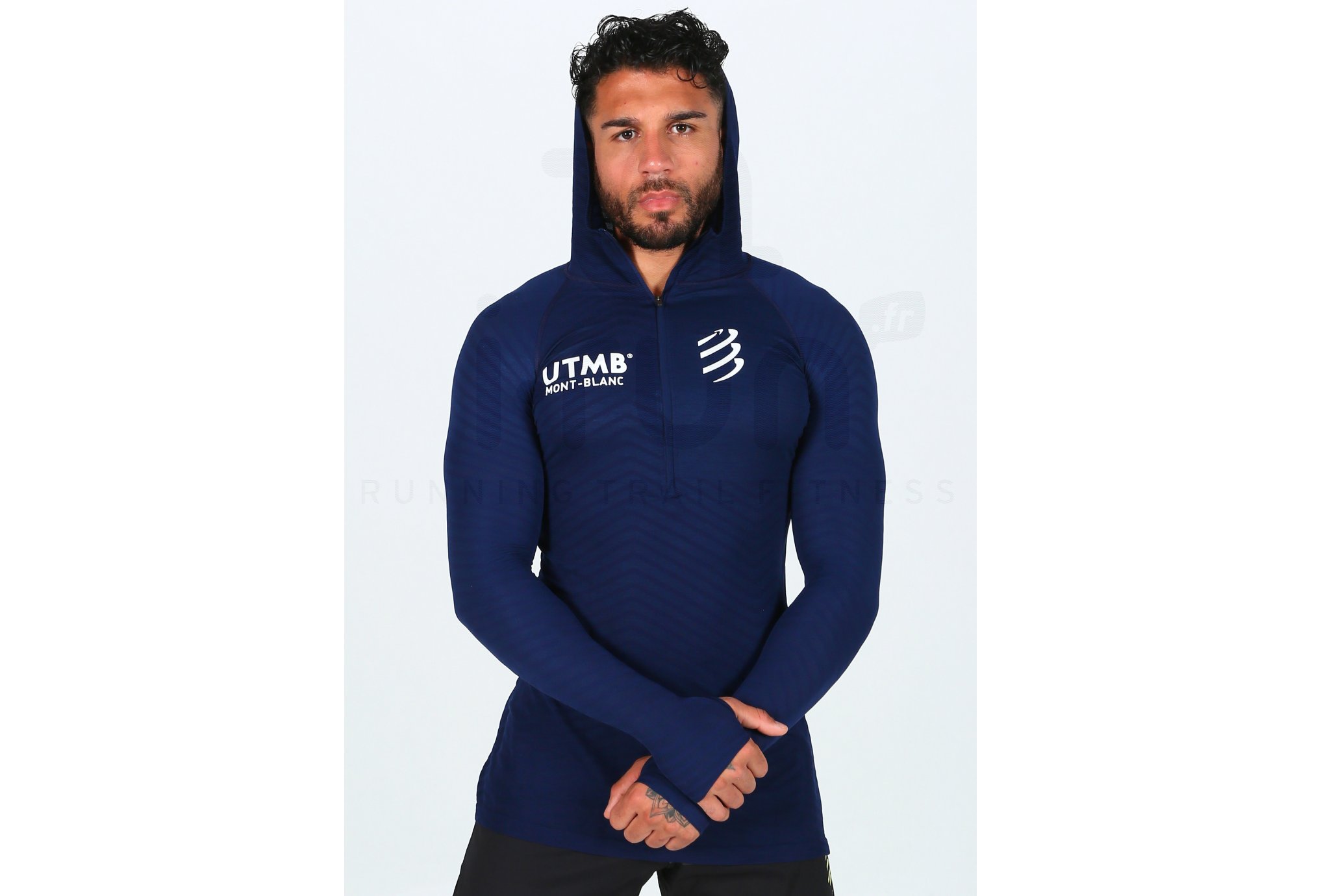 Compressport camiseta manga larga Ultra Trail 180 g Racing Hoodie UTMB 2019