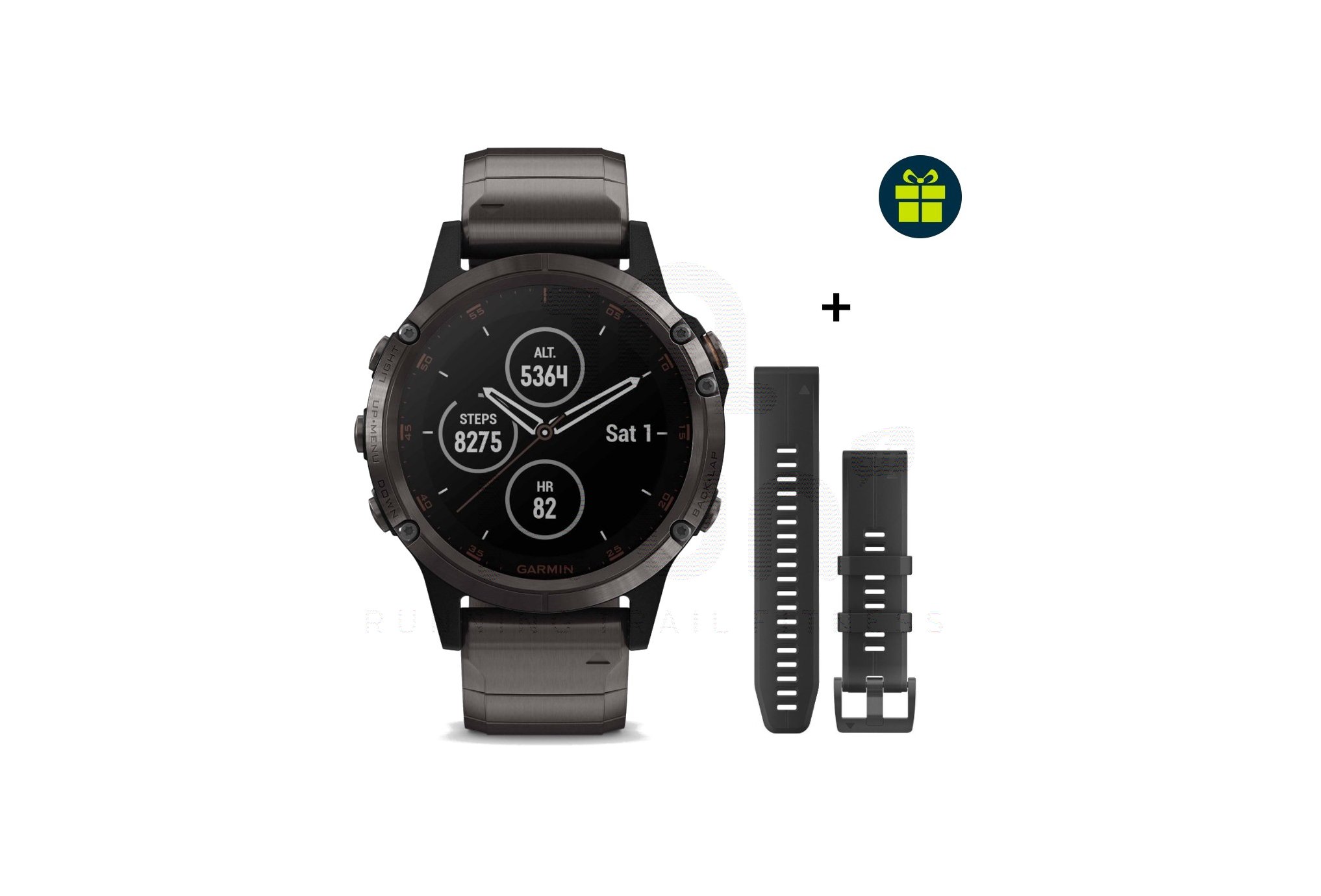 Garmin Fenix 5 Plus Sapphire Titane, pack bracelet 
