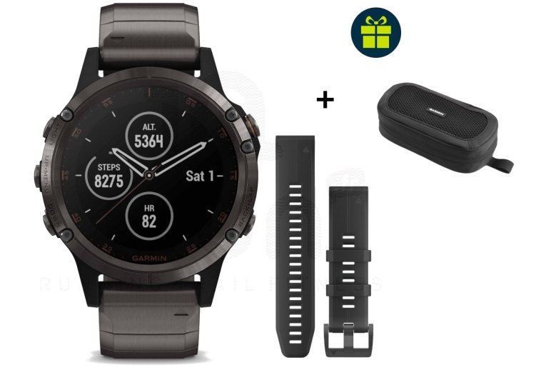 Garmin Fenix 5 Plus Sapphire Titane, pack bracelet et housse 