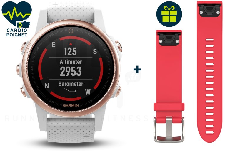 Garmin Fenix 5S GPS Multisport Sapphire Rose Gold + Bracelet Offert 