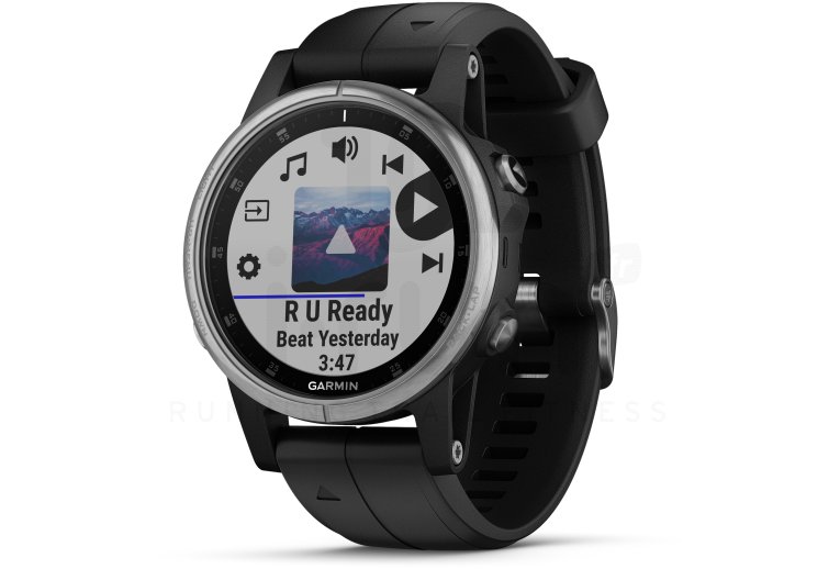 Garmin Fenix 5S Plus Silver et Bracelet QuickFit Cuir 22 mm offert 