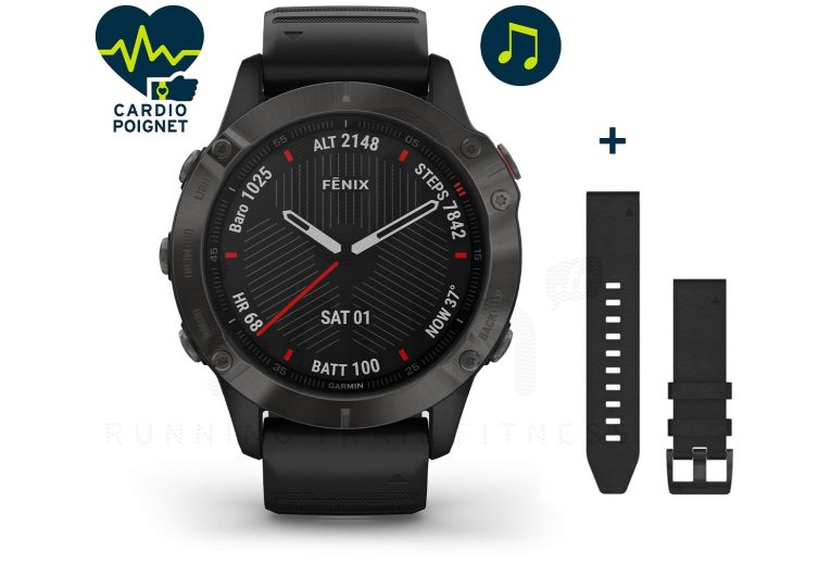 Garmin Fenix 6 Pro Sapphire y correa de cuero QuickFit 22 mm