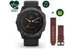 Garmin Fenix 6X Pro Solar Titanio y correa de cuero QuickFit 26 mm