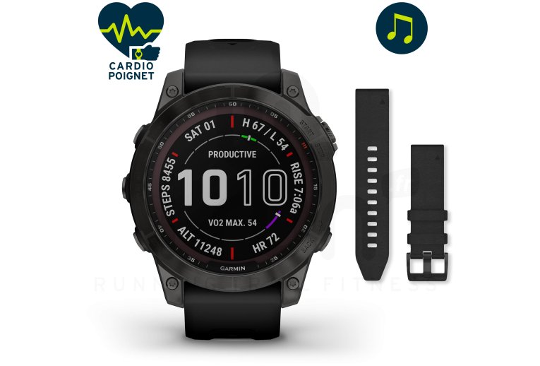 Garmin Fenix 7 Sapphire Solar Titanium and QuickFit leather strap