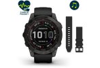 Garmin Fenix 7 Sapphire Solar Titanium and QuickFit leather strap