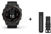 Garmin Fenix 7X Pro Sapphire Solar Titane + bracelet silicone noir