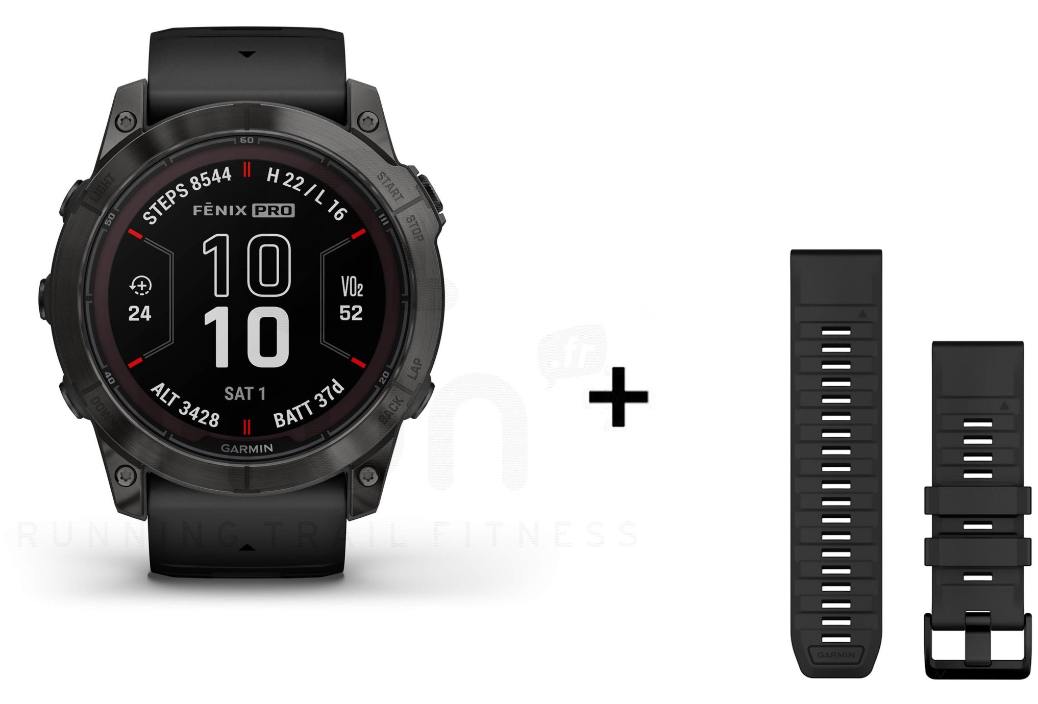 Garmin Fenix 7X Pro Sapphire Solar Titane + bracelet silicone noir