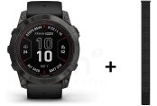 Garmin Fenix 7X Pro Sapphire Solar Titane + bracelet nylon noir
