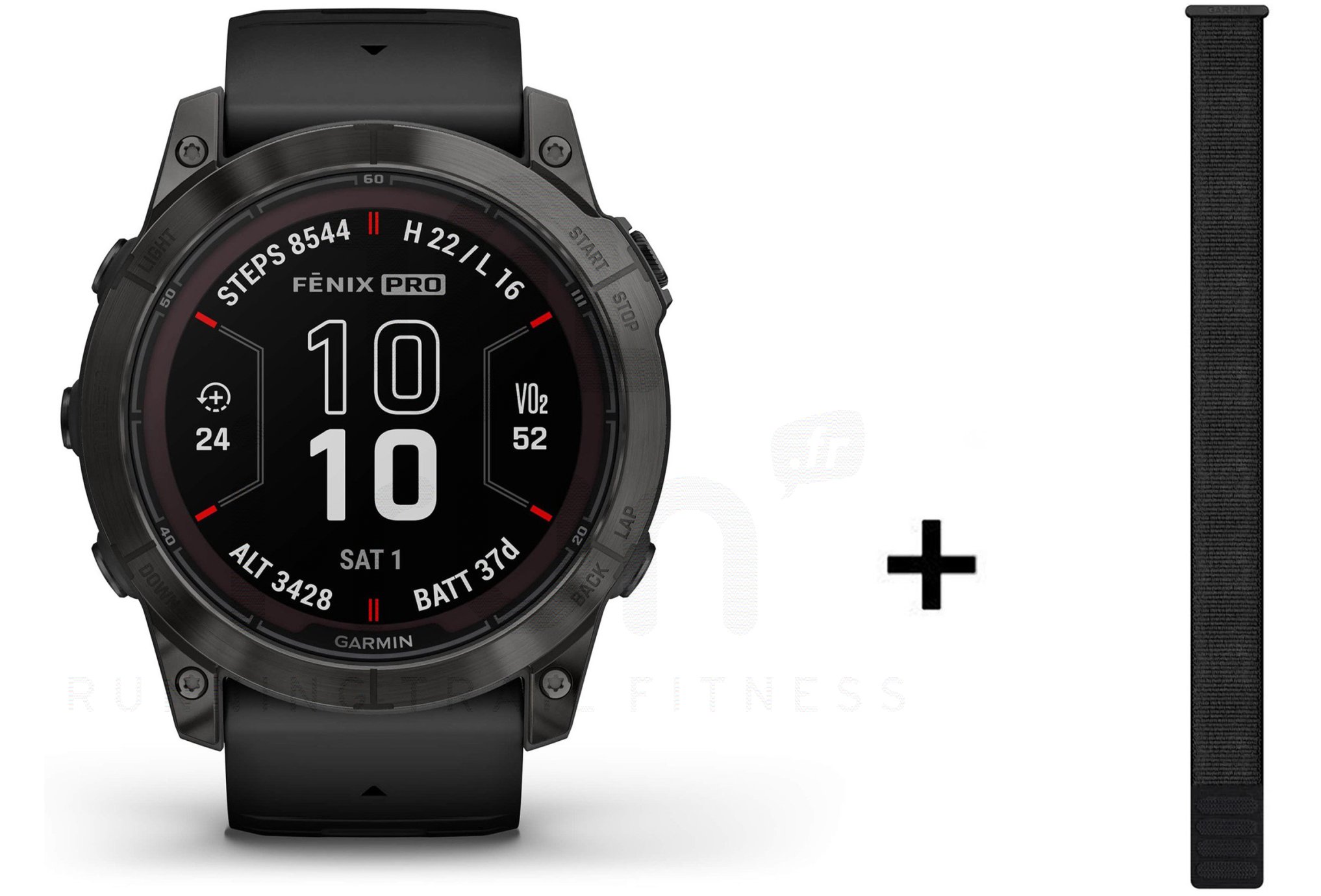 Garmin Fenix 7X Pro Sapphire Solar Titane + bracelet nylon noir