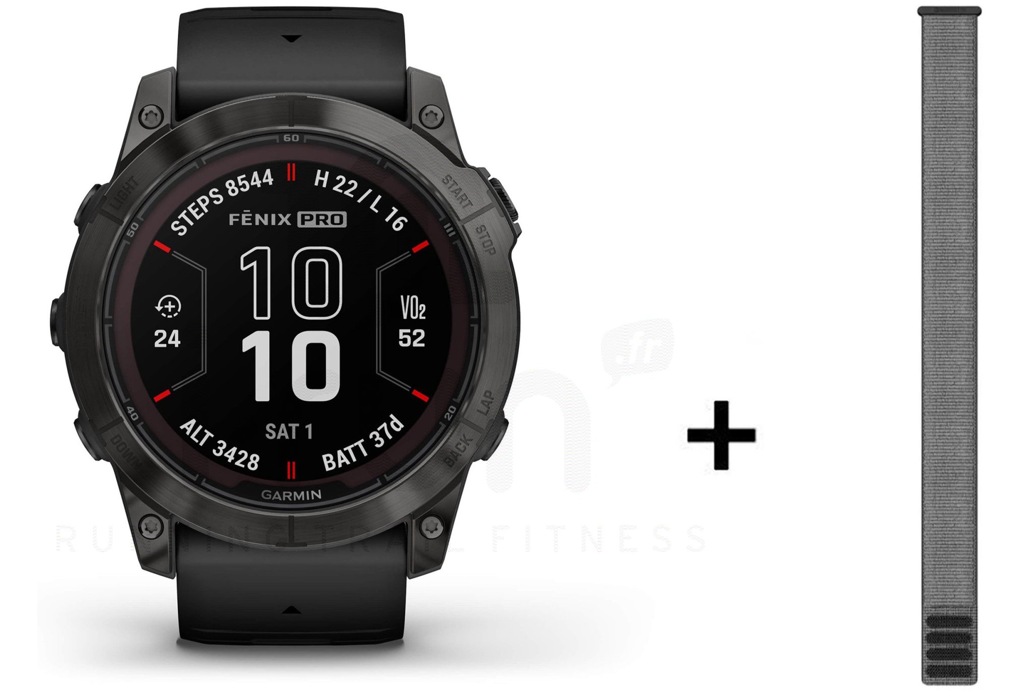 Garmin Fenix 7X Pro Sapphire Solar Titane + bracelet nylon gris