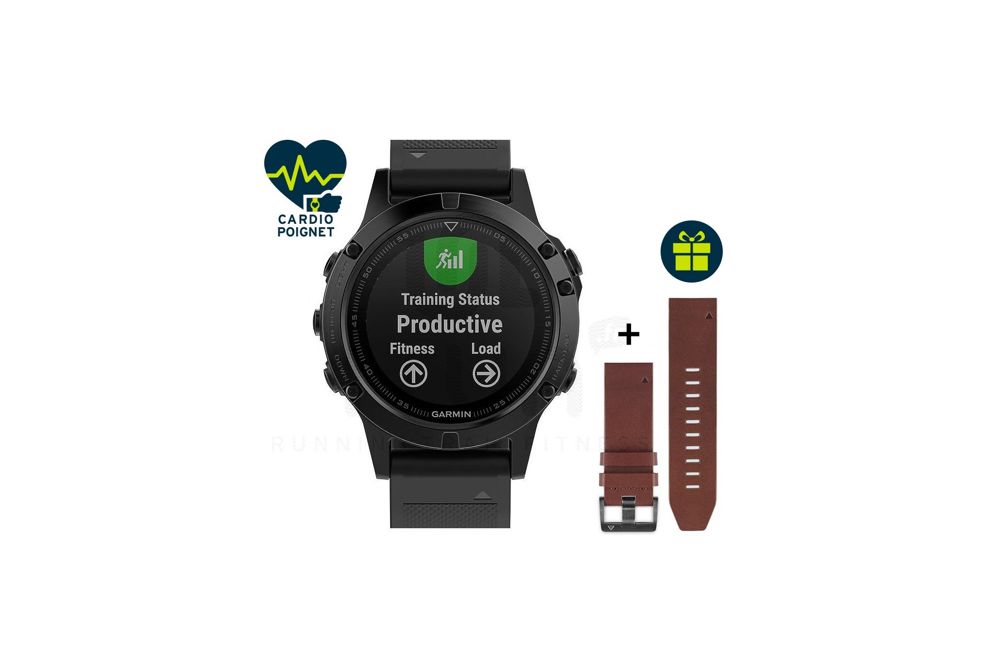 Garmin Reloj GPS Fenix 5 Sapphire Multisports + correa de cuero QuickFit