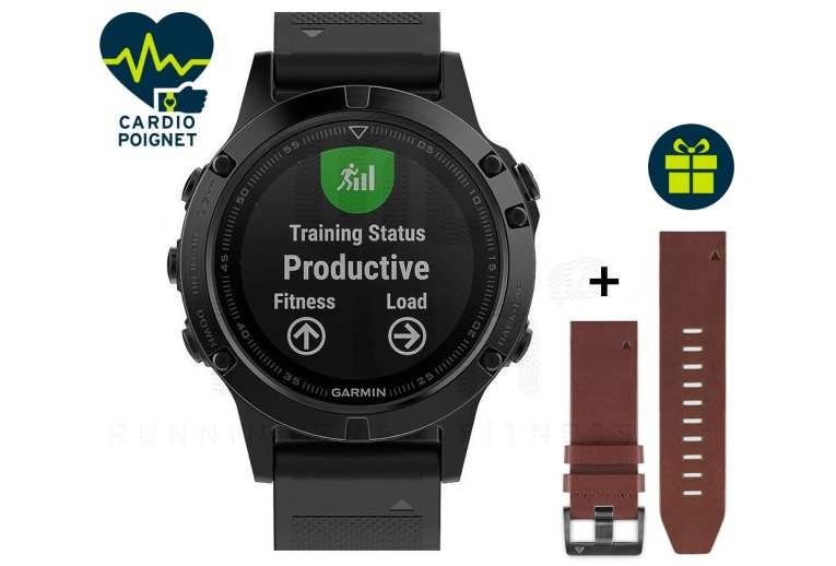 Garmin Pack Fenix 5 Sapphire GPS Multisport + Bracelet cuir QuickFit 