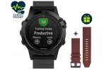 Garmin Pack Fenix 5 Sapphire Performer HRM-Tri + Bracelet cuir QuickFit