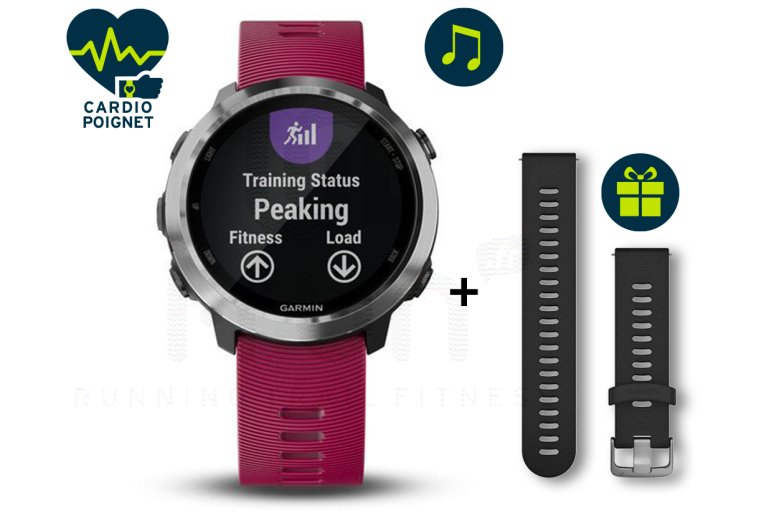 Garmin Pack Forerunner 645 Music + Bracelet 20 mm Noir/ Silver offert 